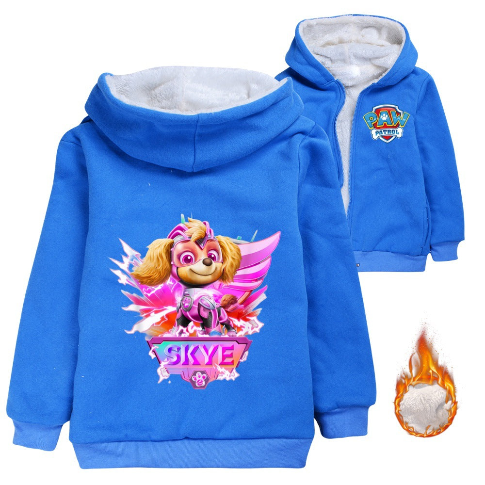 Paw Patrol Skye Sherpa Lined Hoodie Fleece Sweatshirt Full Zip Hooded Jacket for Kids