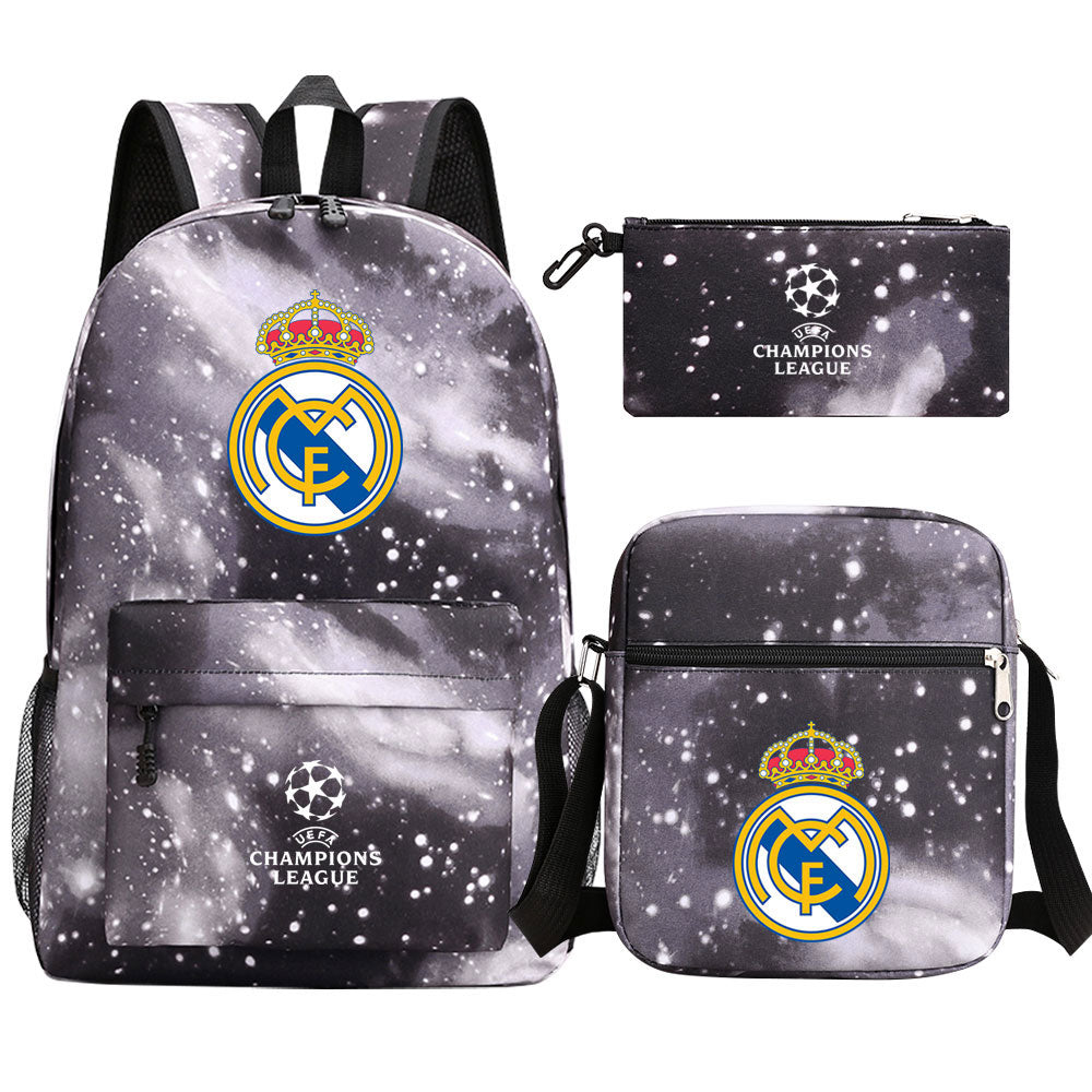 Real Madrid Football Club Schoolbag Backpack Shoulder Bag Pencil Bag 3pcs set for Kids Students