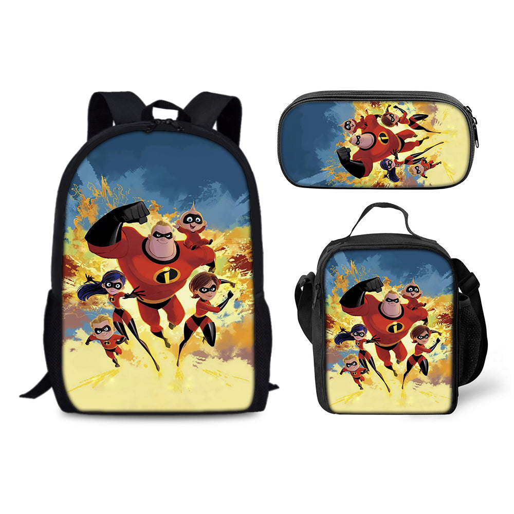 The Incredibles Backpack Schoolbag Lunch Bag Pencil Bag for Kids Students 3PCS