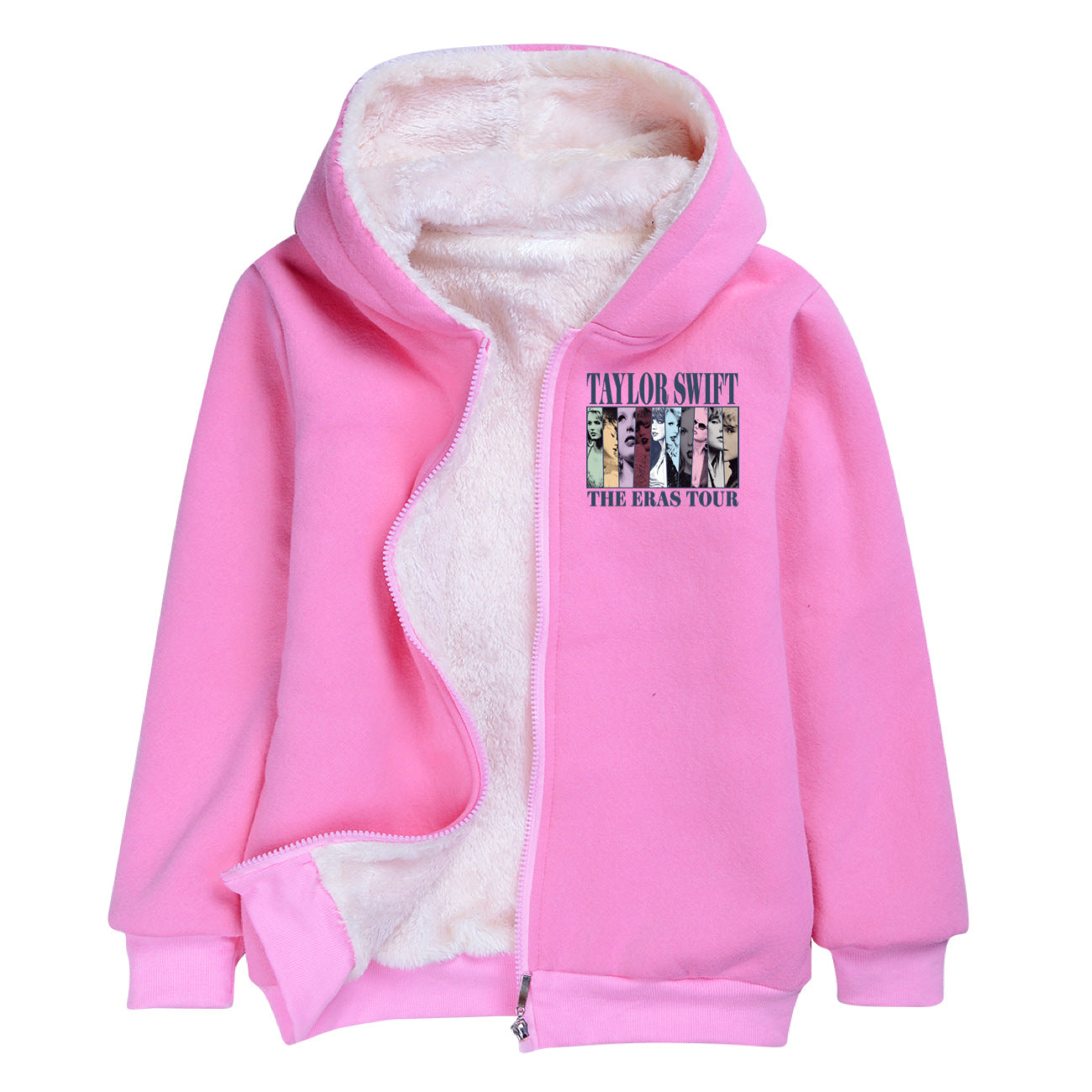Taylor Swift Sherpa Lined Hoodie Fleece Sweatshirt Full Zip Hooded Jacket for Kids