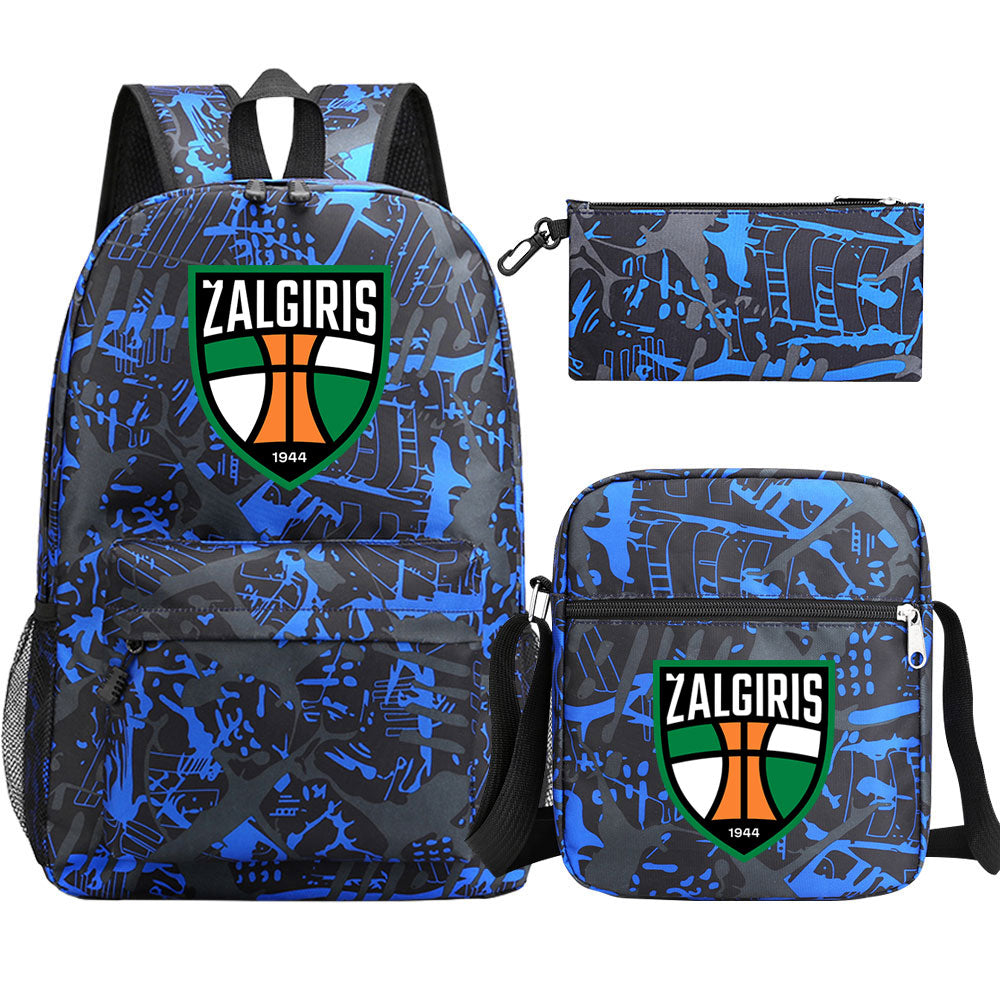 Zalgiris Schoolbag Backpack Shoulder Bag Pencil Bag 3pcs set for Kids Students