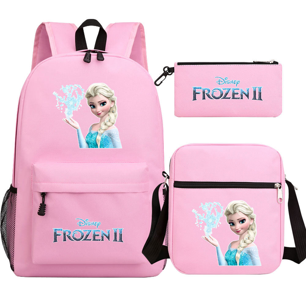 Frozen Elsa Anna Princess  Printed Schoolbag Backpack Shoulder Bag Pencil Bag 3pcs set for Kids Students