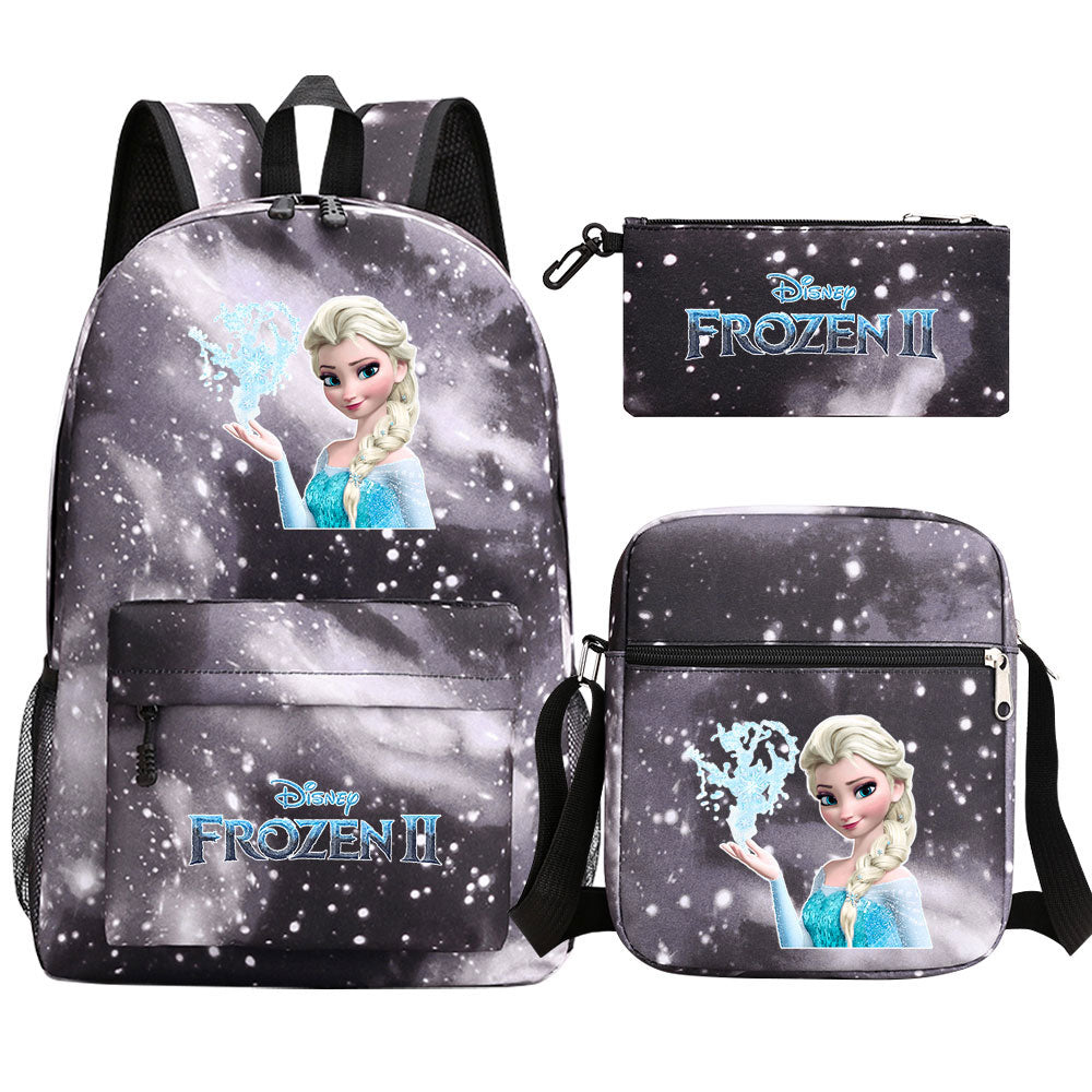 Frozen Elsa Anna Princess  Printed Schoolbag Backpack Shoulder Bag Pencil Bag 3pcs set for Kids Students