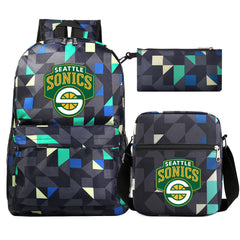 Seattle SuperSonics Schoolbag Backpack Shoulder Bag Pencil Bag 3pcs set for Kids Students