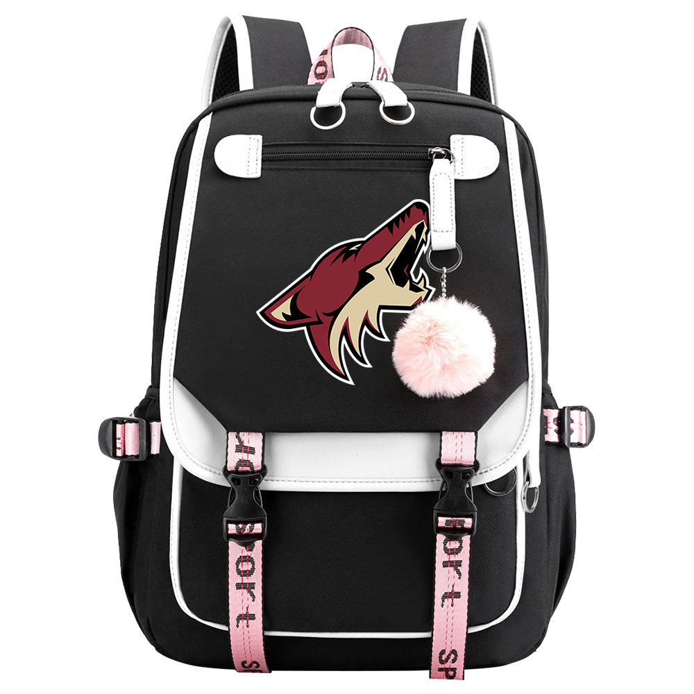 Arizona Coyotes Hockey League Waterproof Backpack School Notebook Travel Bag USB Charging