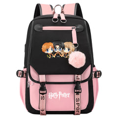 Magic School Howgwarts Cartoon Waterproof Backpack School Notebook Travel Bags USB Charging