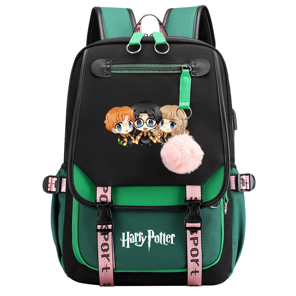 Magic School Howgwarts Cartoon Waterproof Backpack School Notebook Travel Bags USB Charging