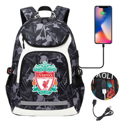 Liverpool Football Club USB Charging Backpack School Notebook Travel Bags
