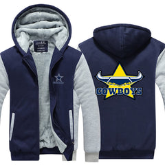 Dallas Football Cowboy Unisex Lined Hoodie Fleece Sweatshirt Full Zipper Hooded Thicken Jacket