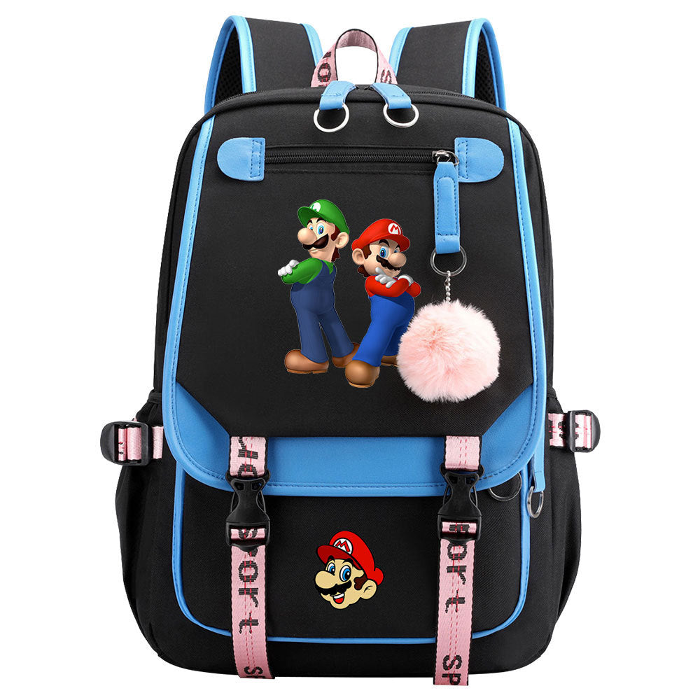 Super Mario Waterproof Backpack School Notebook Travel Bags USB Charging