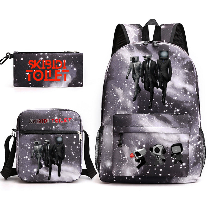 Game Skibidi Toilet Schoolbag Backpack Shoulder Bag Pencil Bag Set Gift for Kids Students