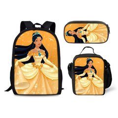 Pocahontas Backpack Schoolbag Lunch Bag Pencil Bag for Kids Students 3PCS