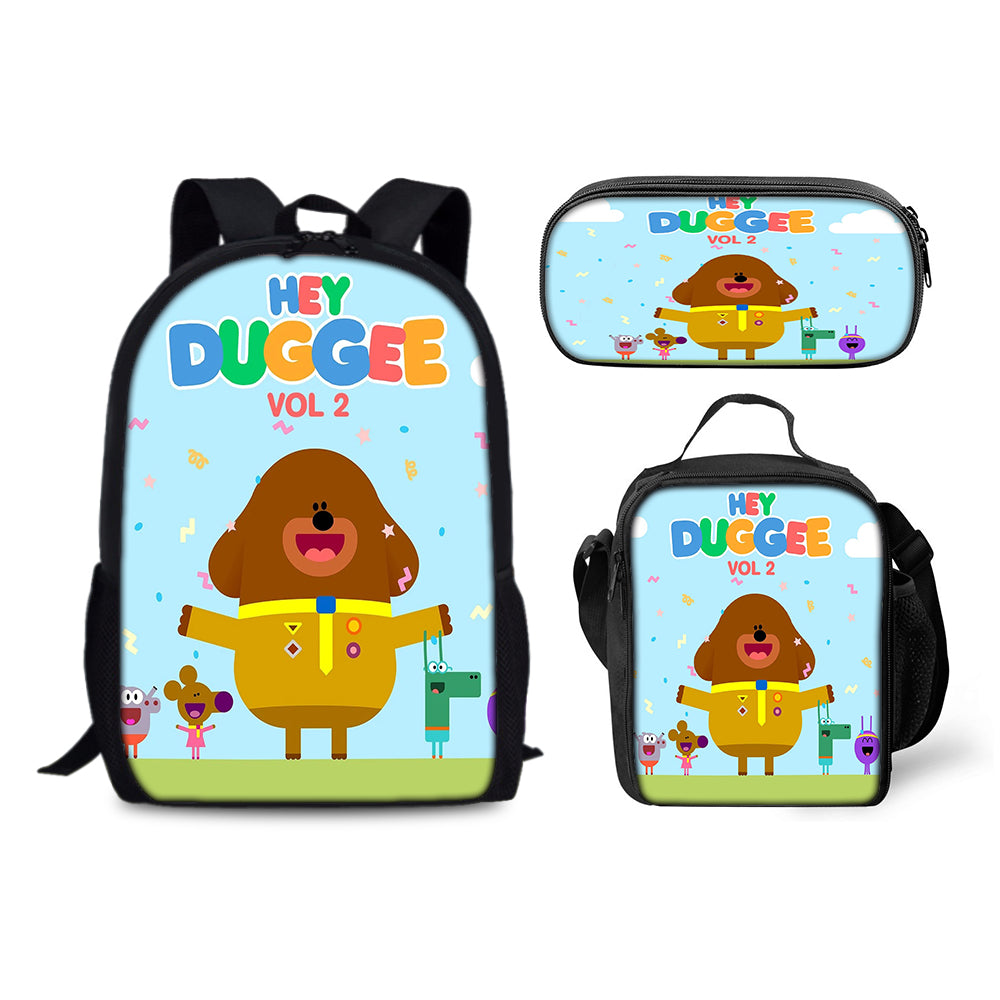 Hey Duggee Backpack Schoolbag Lunch Bag Pencil Bag for Kids Students 3PCS