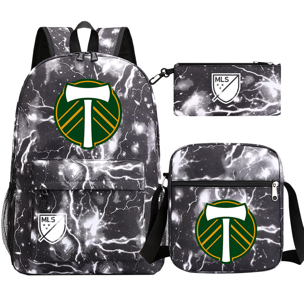 Portland Soccer Timbers Printed Schoolbag Backpack Shoulder Bag Pencil Bag 3pcs set for Kids Students