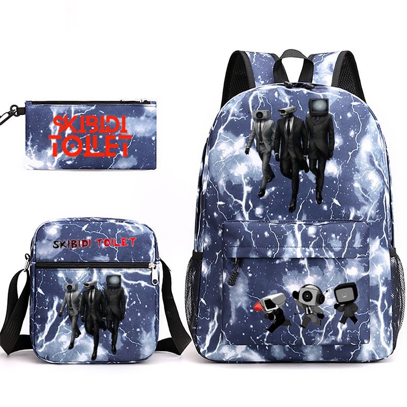 Game Skibidi Toilet Schoolbag Backpack Shoulder Bag Pencil Bag Set Gift for Kids Students