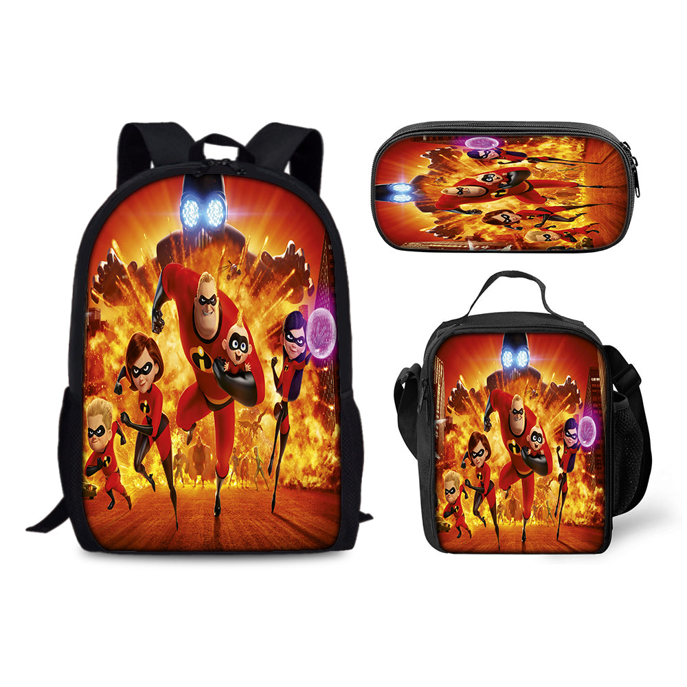 The Incredibles Backpack Schoolbag Lunch Bag Pencil Bag for Kids Students 3PCS