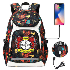 Bayer 04 Leverkusen Football Club USB Charging Backpack School Notebook Travel Bags