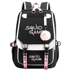 Squid Game Waterproof Backpack School Notebook Travel Bags USB Charging