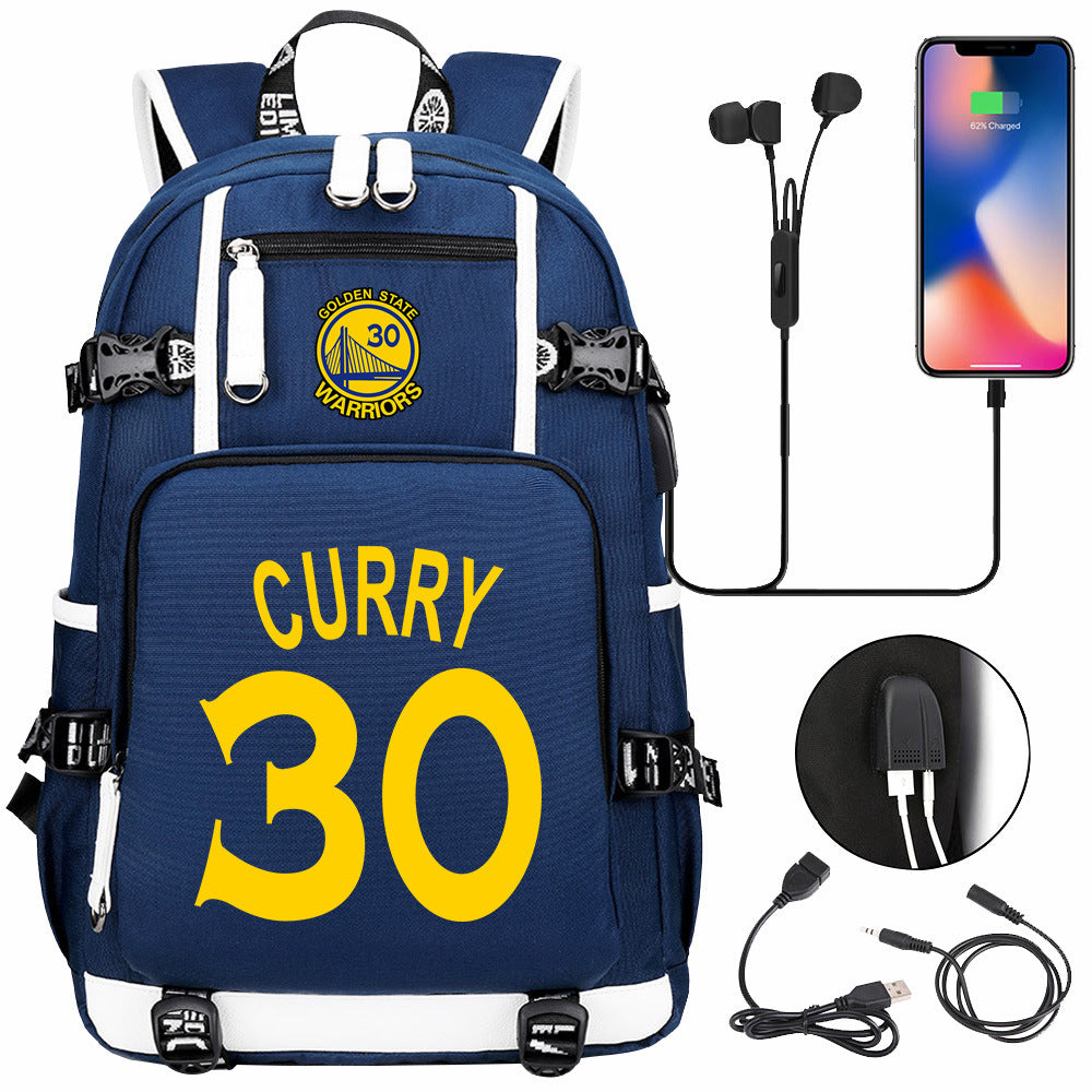 Kobe Black Mamba Curry Bucks USB Charging Backpack School Notebook Travel Bags Basketball Bag