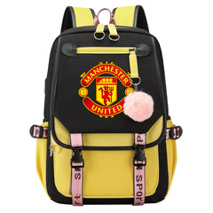 Manchester United Football Club Waterproof Backpack School Notebook Travel Bags USB Charging