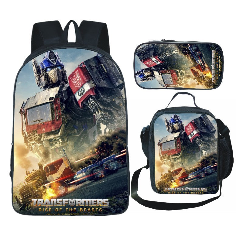 Transformers Bumblebee Full Printed Backpack Schoolbag Travel Notebook Bag Lunch Bag Pencil Bag for Kids Students 3PCS