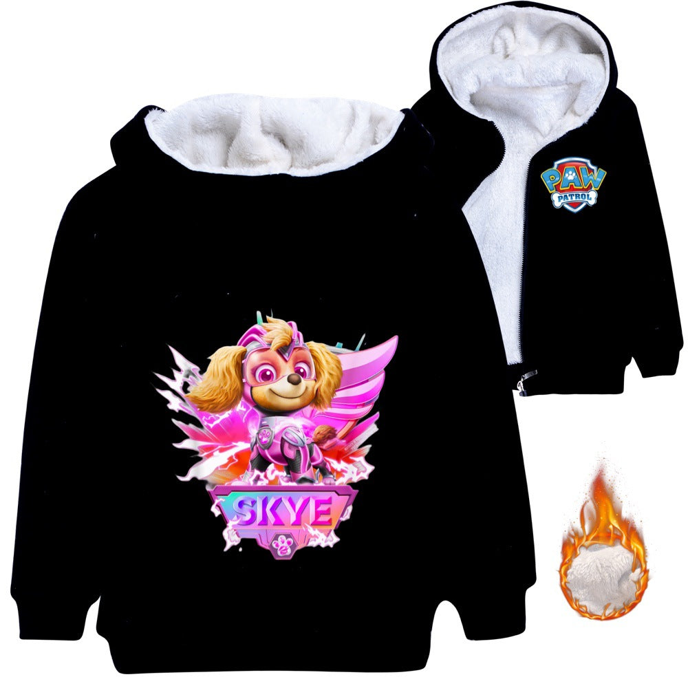 Paw Patrol Skye Sherpa Lined Hoodie Fleece Sweatshirt Full Zip Hooded Jacket for Kids