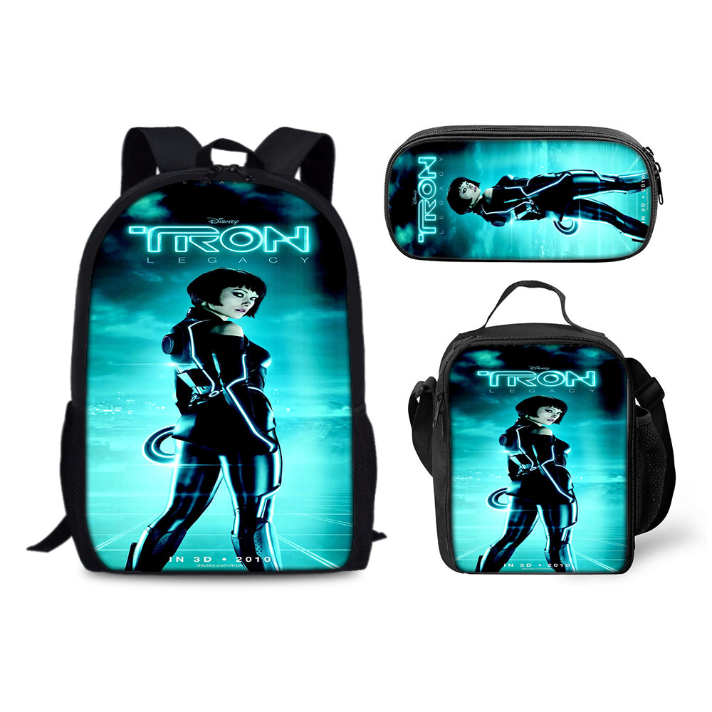 Tron Legacy Backpack Schoolbag Lunch Bag Pencil Bag for Kids Students 3PCS