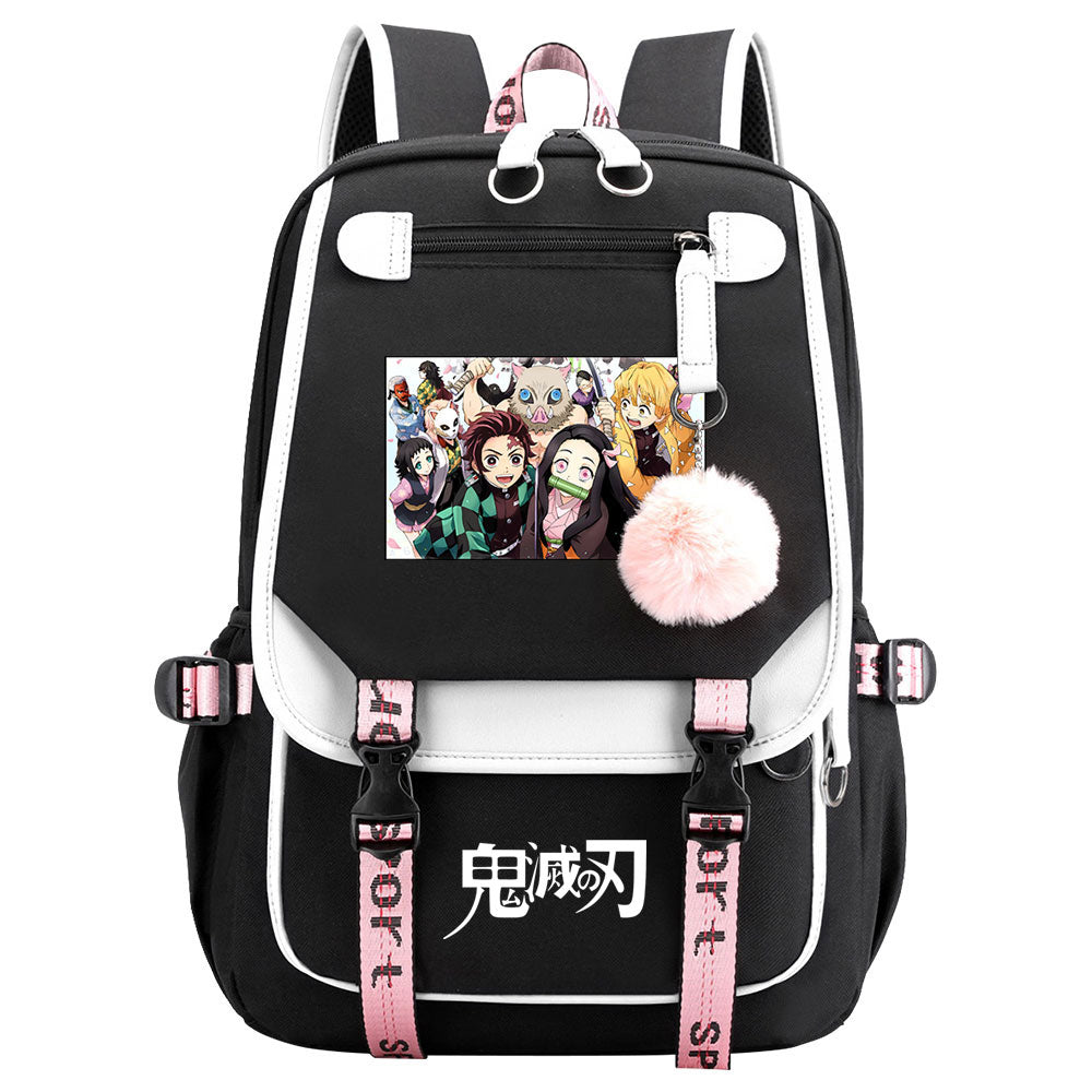 Demon Slayer Waterproof Backpack School Notebook Travel Bag USB Charging