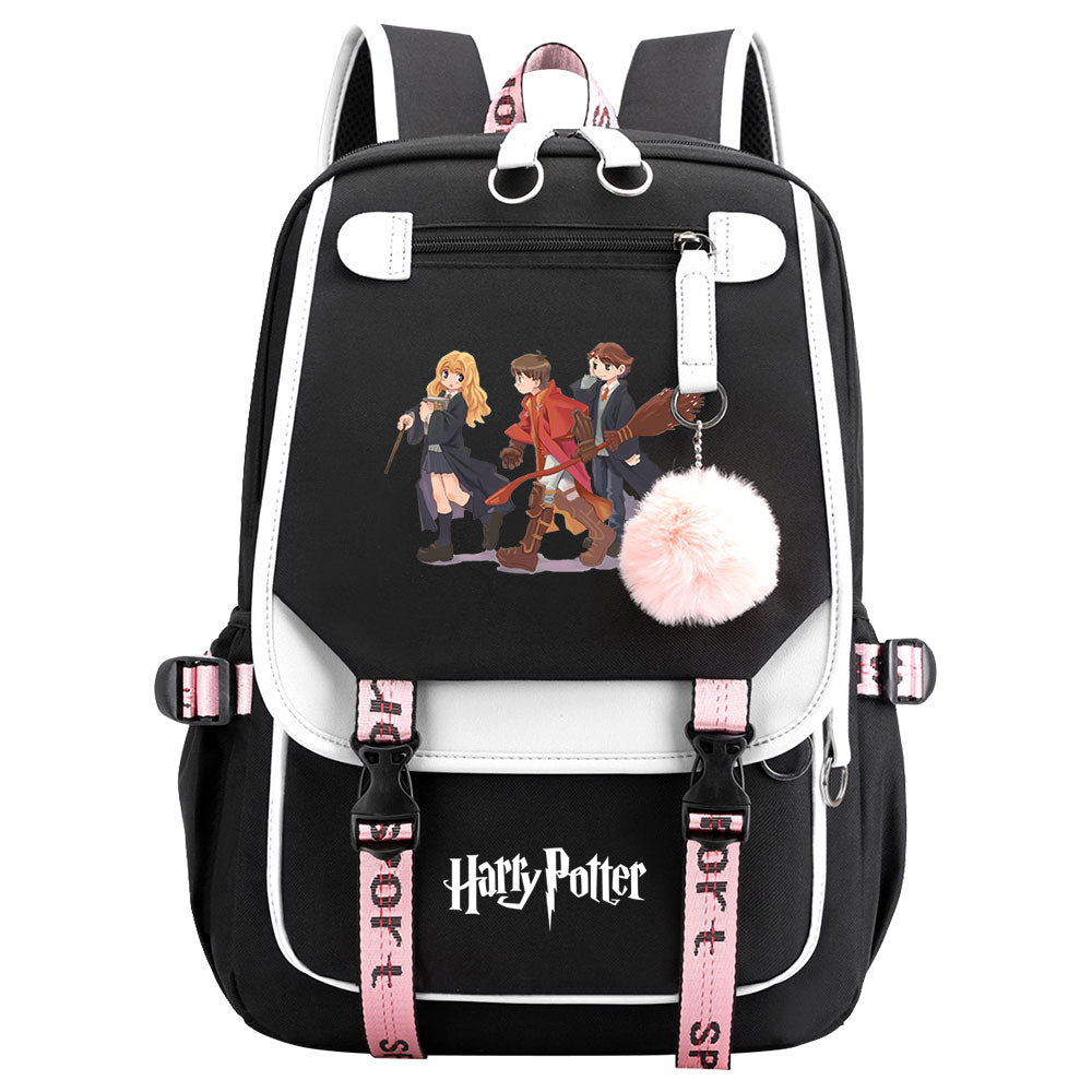 Magic School Howgwarts Cartoon Waterproof Backpack School Notebook Travel Bags USB Charging