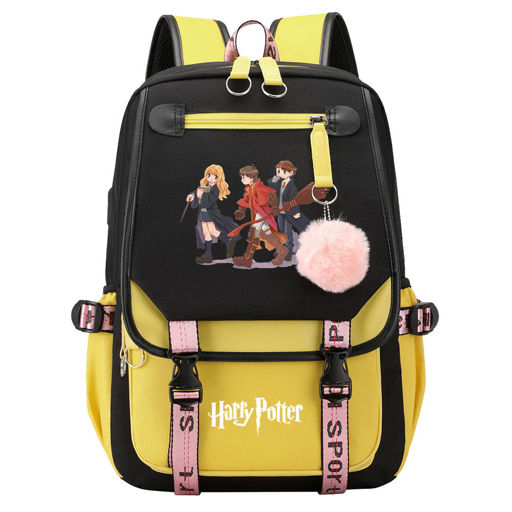 Magic School Howgwarts Cartoon Waterproof Backpack School Notebook Travel Bags USB Charging