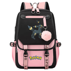 Pokemon Umbreon Waterproof Backpack School Notebook Travel Bags USB Charging