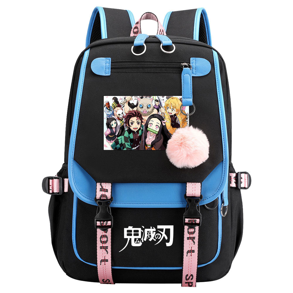 Demon Slayer Waterproof Backpack School Notebook Travel Bag USB Charging