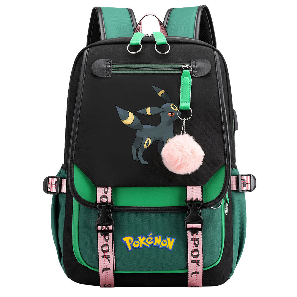 Pokemon Umbreon Waterproof Backpack School Notebook Travel Bags USB Charging