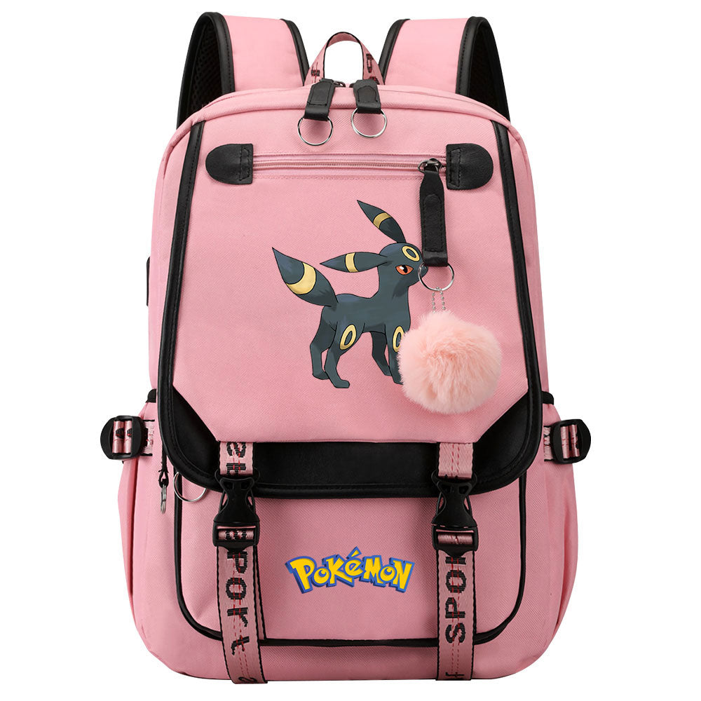 Pokemon Umbreon Waterproof Backpack School Notebook Travel Bags USB Charging