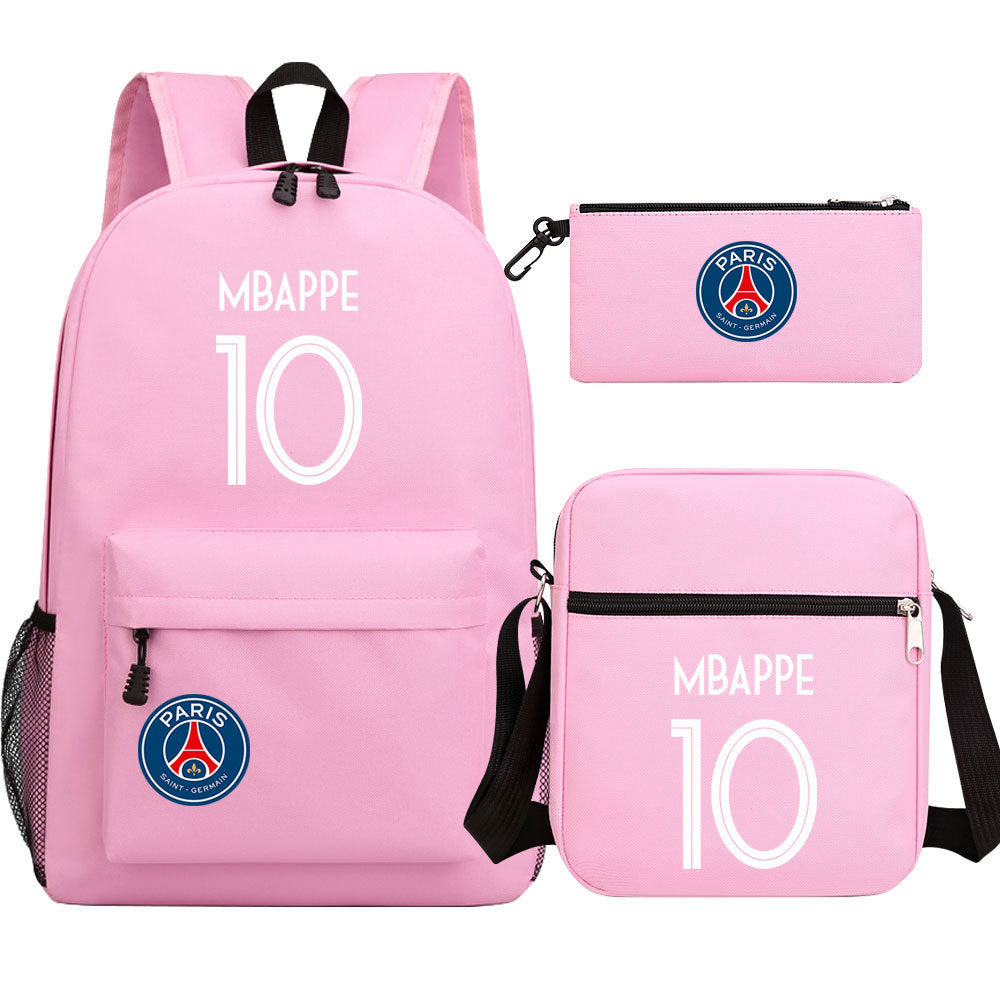 Football Paris Mbappe Schoolbag Backpack Shoulder Bag Pencil Bag Set Gift for Kids Students