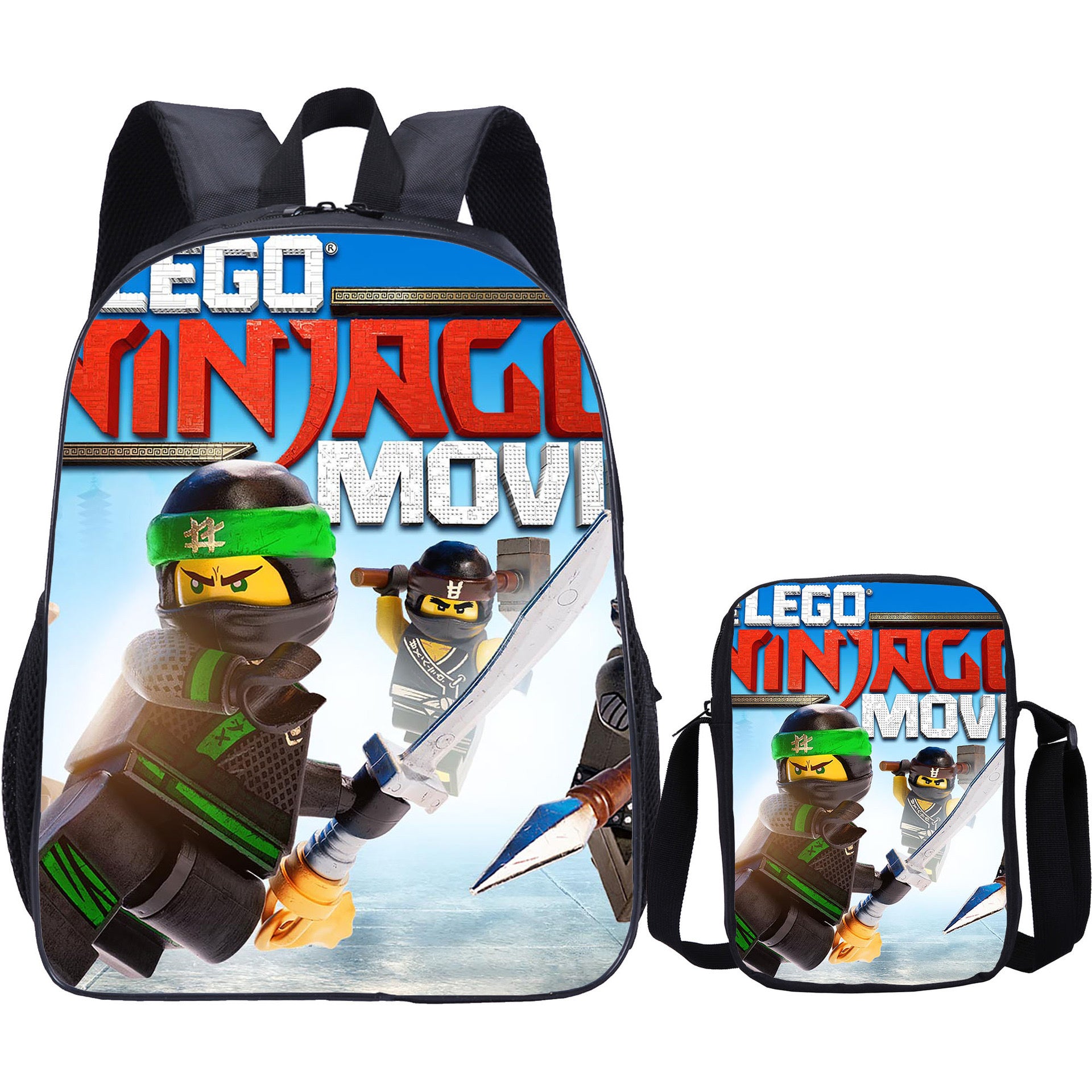 LEGO Ninjago Backpack Schoolbag Lunch Bag Pencil Bag for Kids Students 3PCS