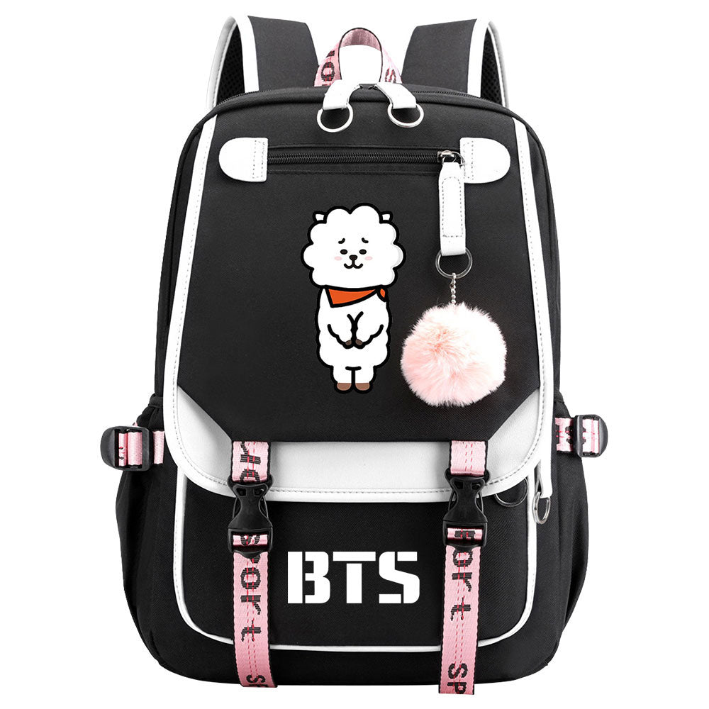 BTS RJ Waterproof Backpack School Notebook Travel Bag USB Charging