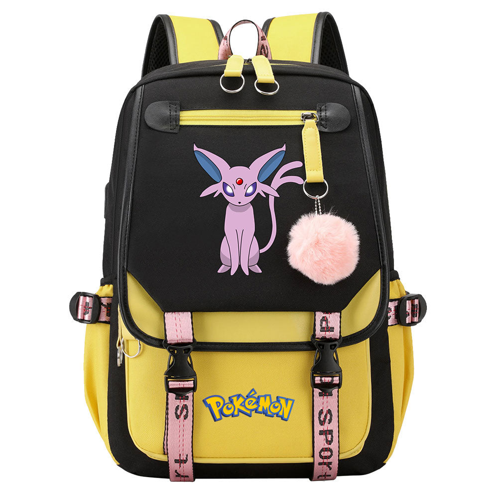 Pokemon Umbreon Waterproof Backpack School Notebook Travel Bags USB Charging