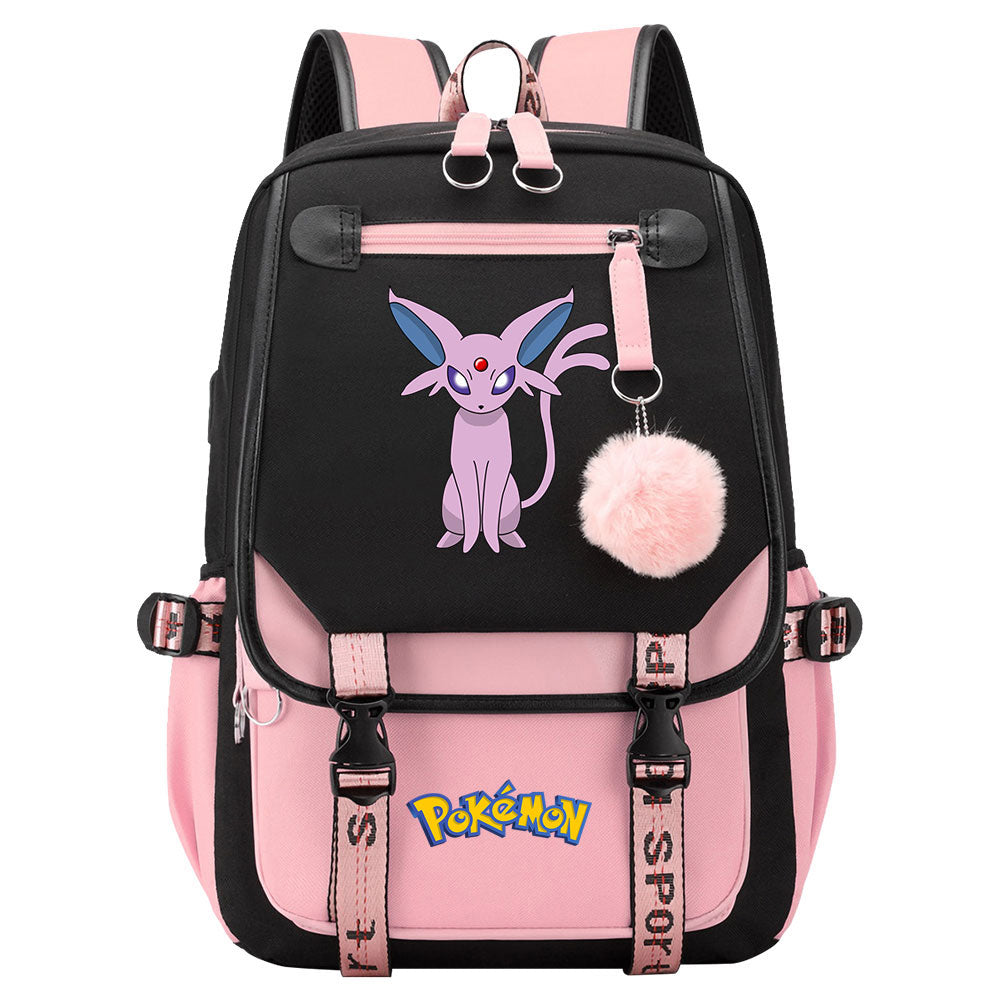 Pokemon Umbreon Waterproof Backpack School Notebook Travel Bags USB Charging