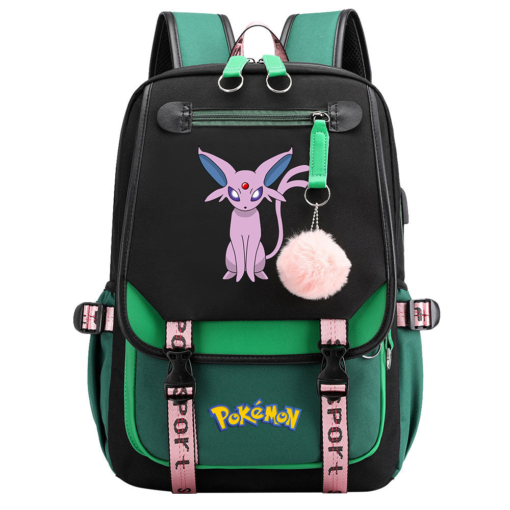 Pokemon Umbreon Waterproof Backpack School Notebook Travel Bags USB Charging