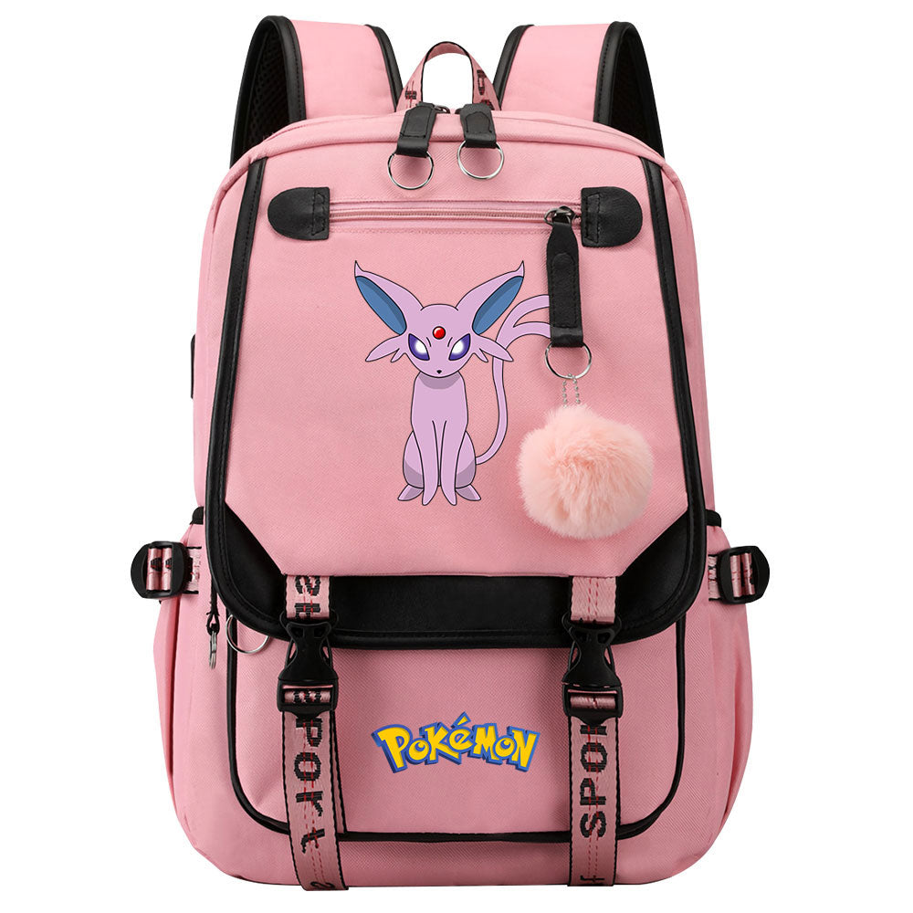 Pokemon Umbreon Waterproof Backpack School Notebook Travel Bags USB Charging