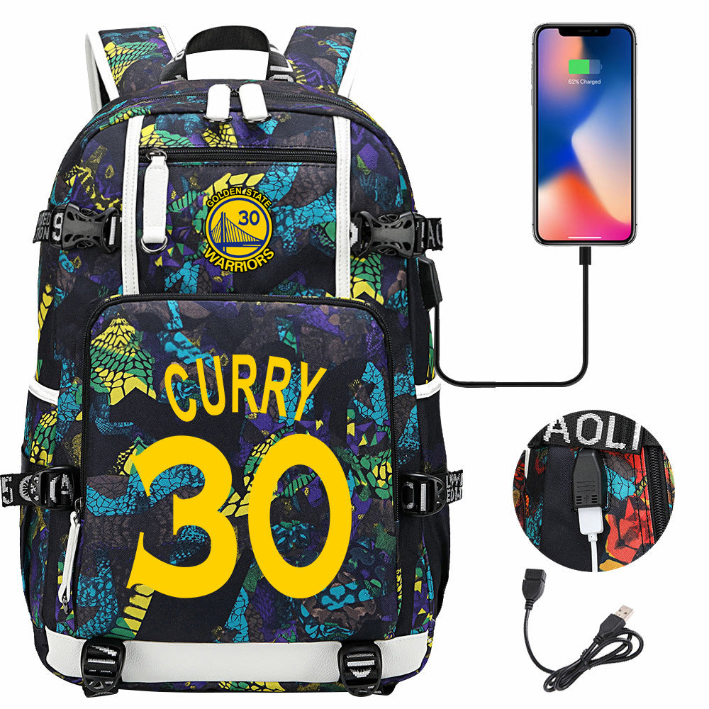 Kobe Black Mamba Curry Bucks USB Charging Backpack School Notebook Travel Bags Basketball Bag