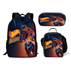 Hot Wheels Backpack Schoolbag Lunch Bag Pencil Bag for Kids Students 3PCS