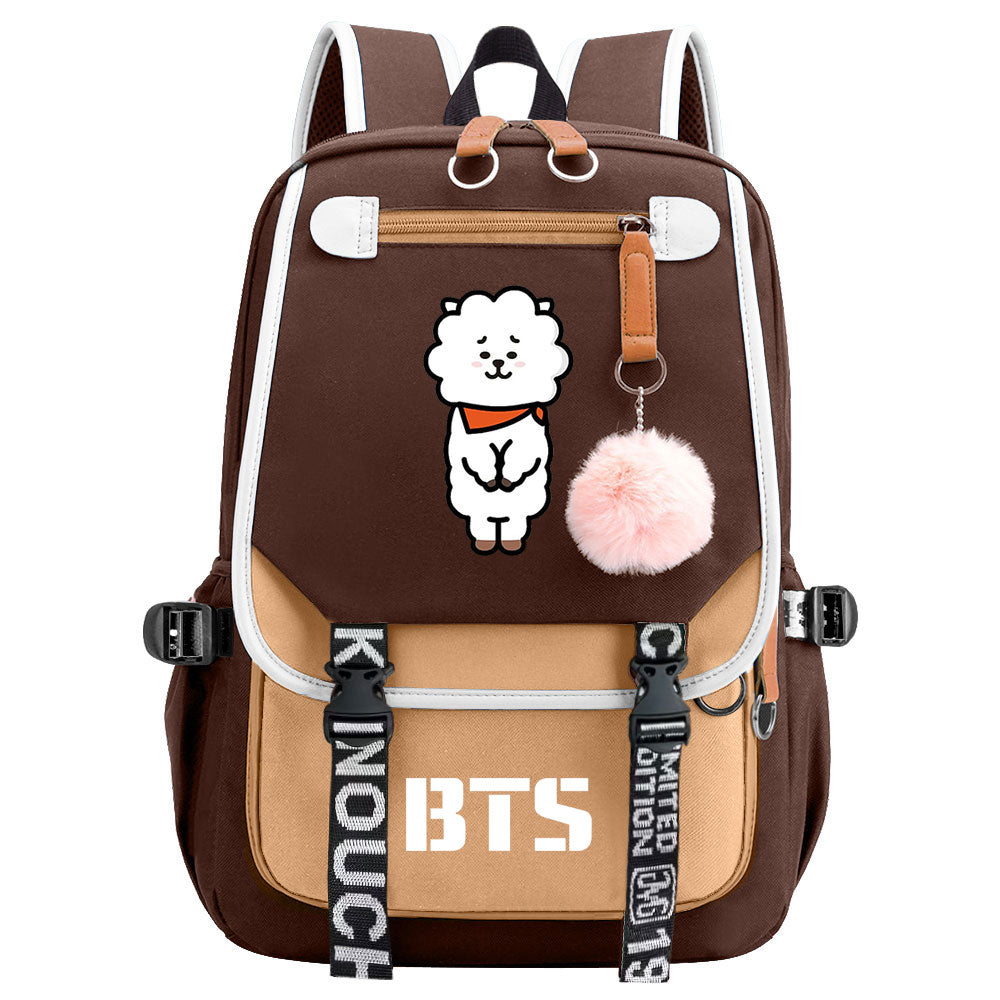 BTS RJ Waterproof Backpack School Notebook Travel Bag USB Charging