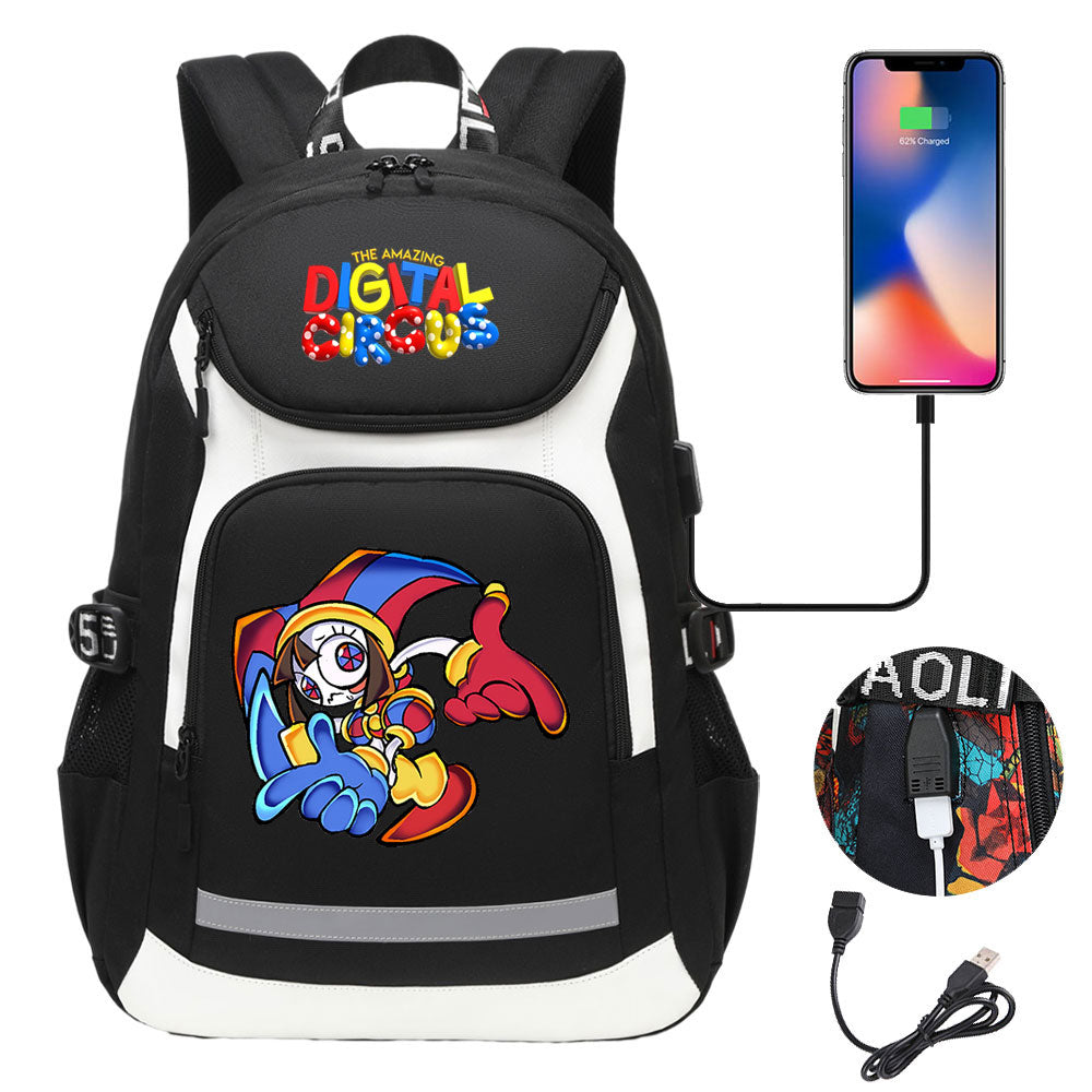 The Amazing Digital Circus USB Charging Backpack School Notebook Travel Bags