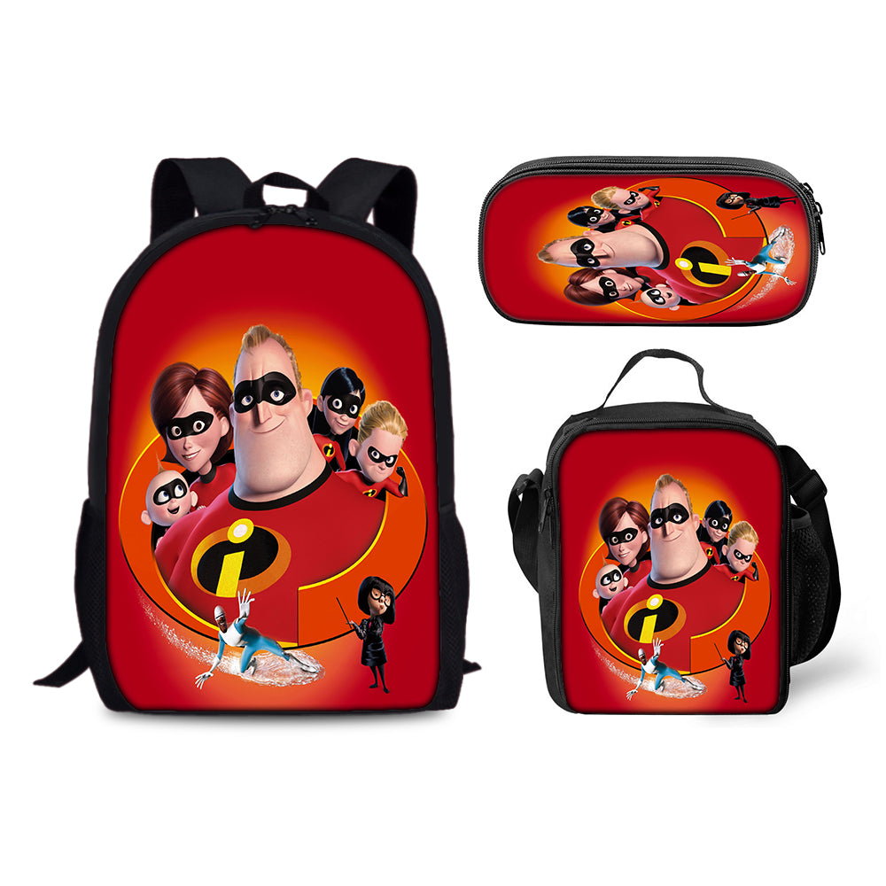 The Incredibles Backpack Schoolbag Lunch Bag Pencil Bag for Kids Students 3PCS