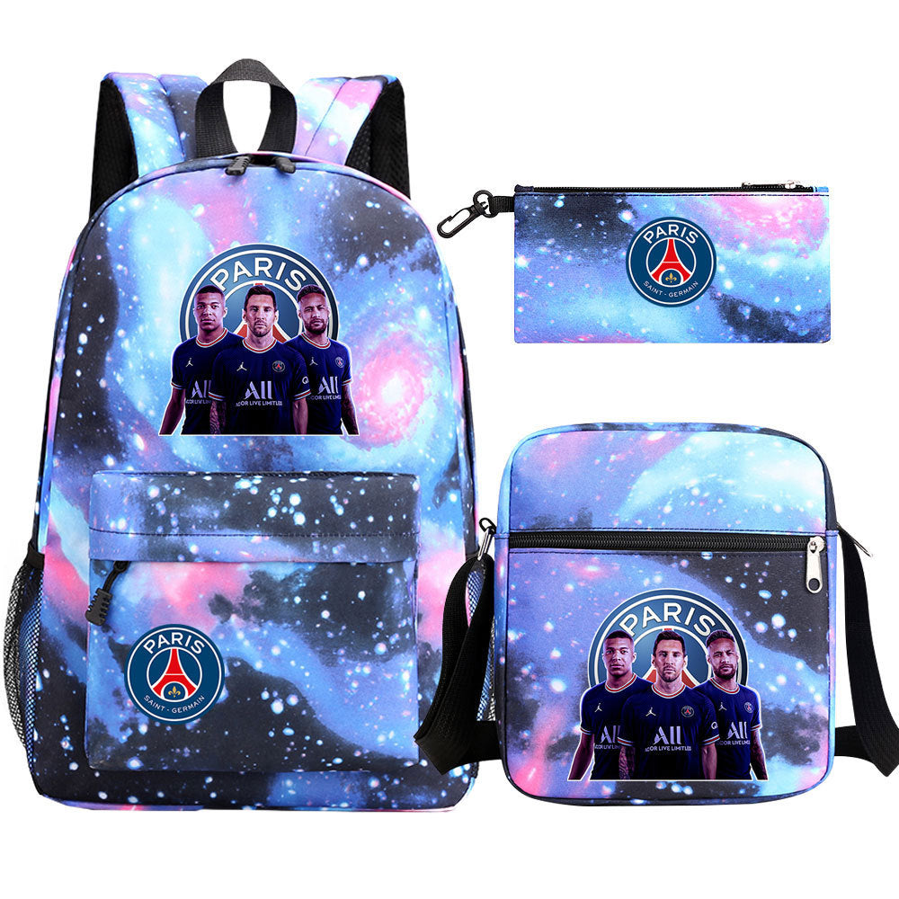 Football Paris Mbappe Schoolbag Backpack Shoulder Bag Pencil Bag Set Gift for Kids Students