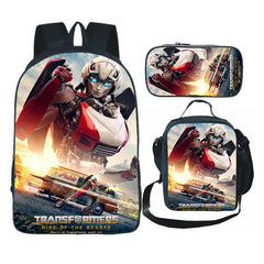 Transformers Bumblebee Full Printed Backpack Schoolbag Travel Notebook Bag Lunch Bag Pencil Bag for Kids Students 3PCS