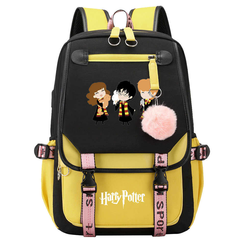 Magic School Howgwarts Cartoon Waterproof Backpack School Notebook Travel Bags USB Charging