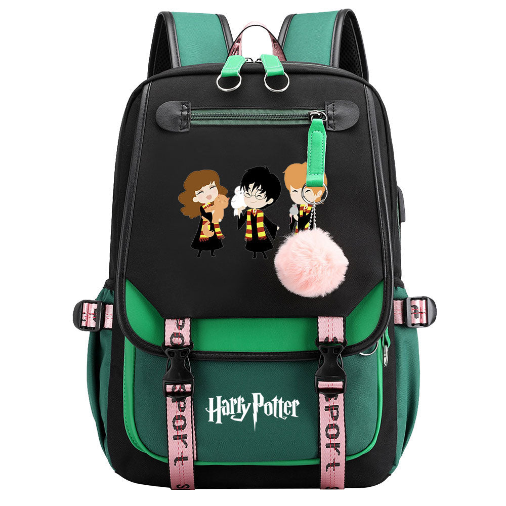 Magic School Howgwarts Cartoon Waterproof Backpack School Notebook Travel Bags USB Charging